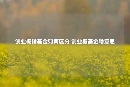 创业板指基金如何区分 创业板基金啥意思