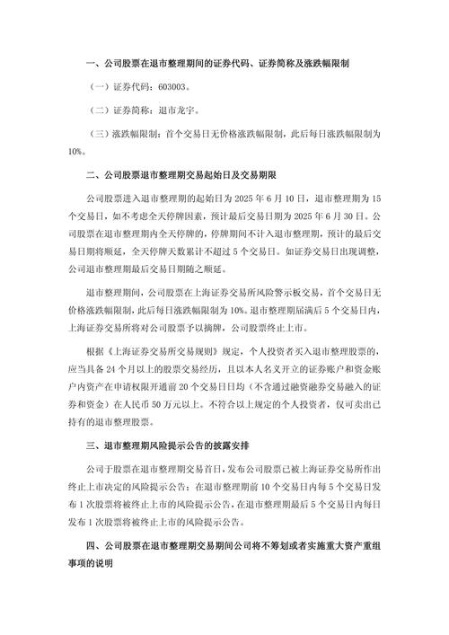 恒立实业退市整理期股票风险提示_恒立实业股票终止上市公告_上海退市整理板块